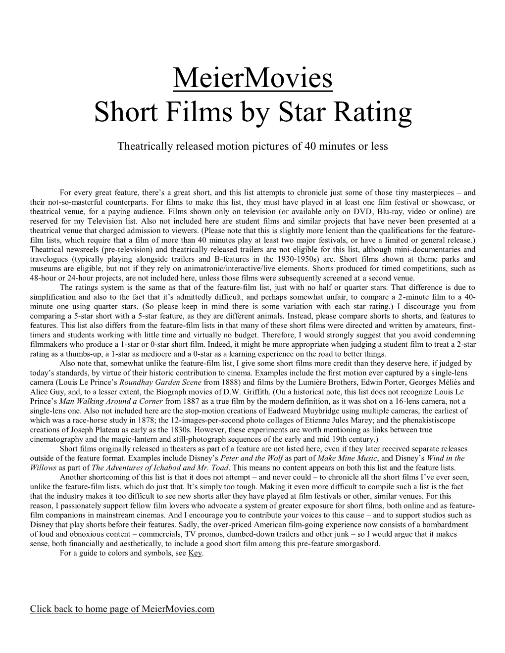 Meiermovies Short Films by Star Rating