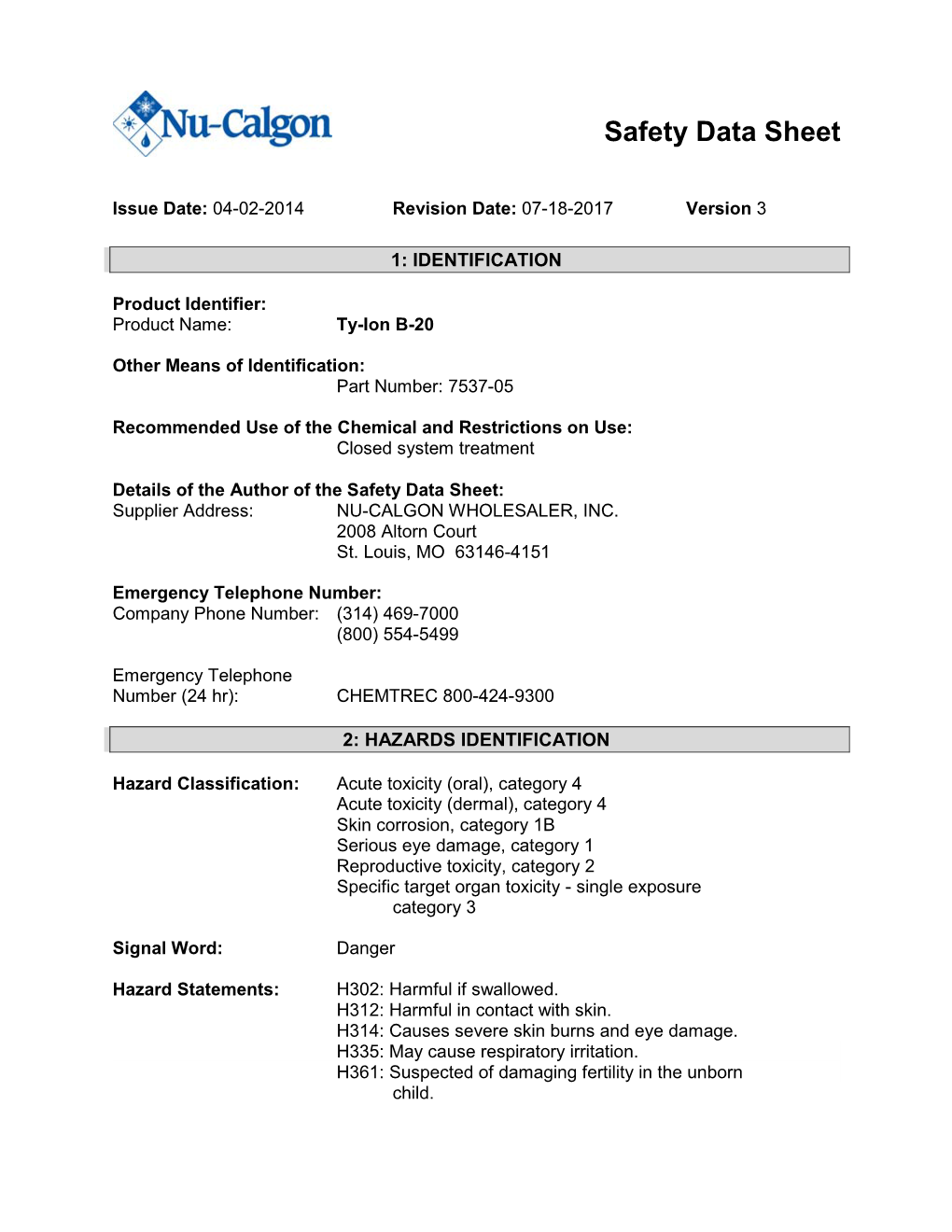 Safety Data Sheet