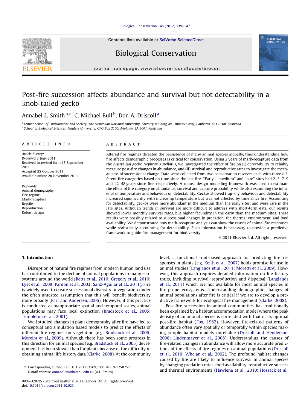 Post-Fire Succession Affects Abundance and Survival but Not