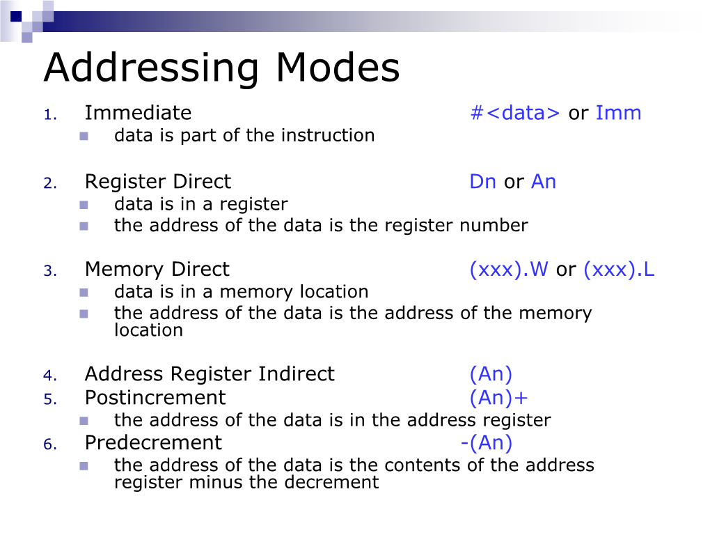 Addressing Modes: Indirect with Displacement, Index