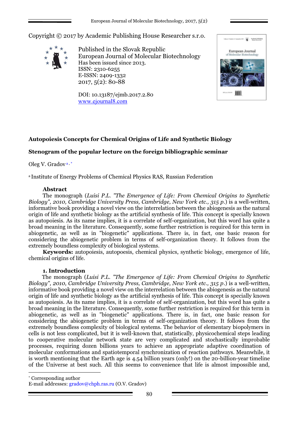 Autopoiesis Concepts for Chemical Origins of Life and Synthetic Biology