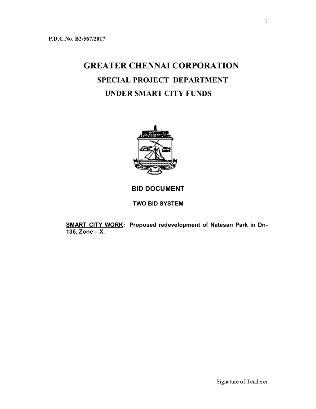 Greater Chennai Corporation Special Project Department Under Smart City Funds