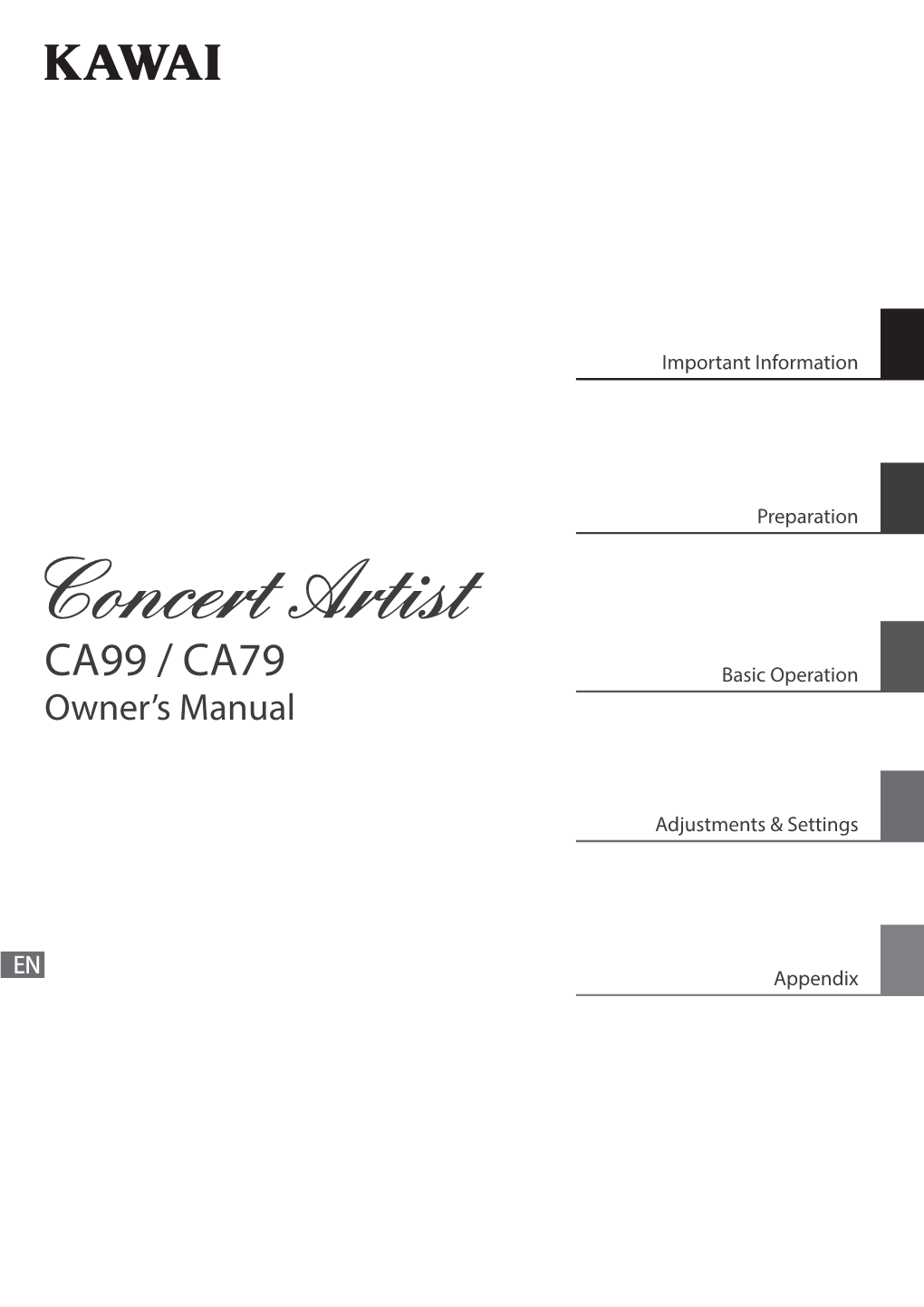 CA99 / CA79 Basic Operation Owner’S Manual