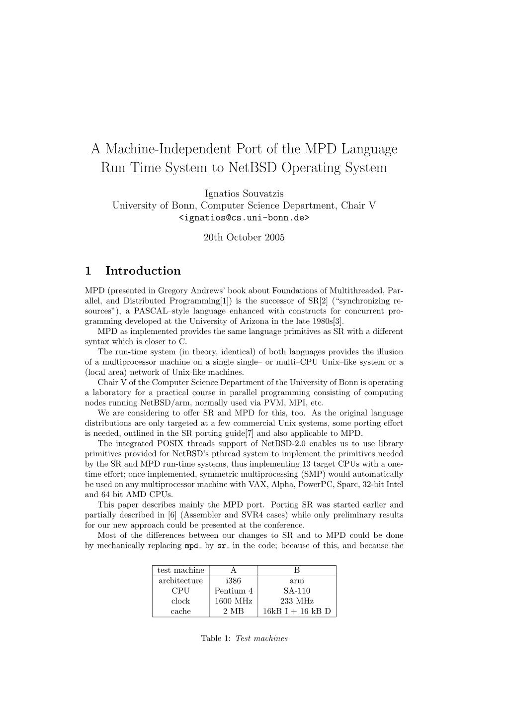 A Machine-Independent Port of the MPD Language Run Time System to Netbsd Operating System