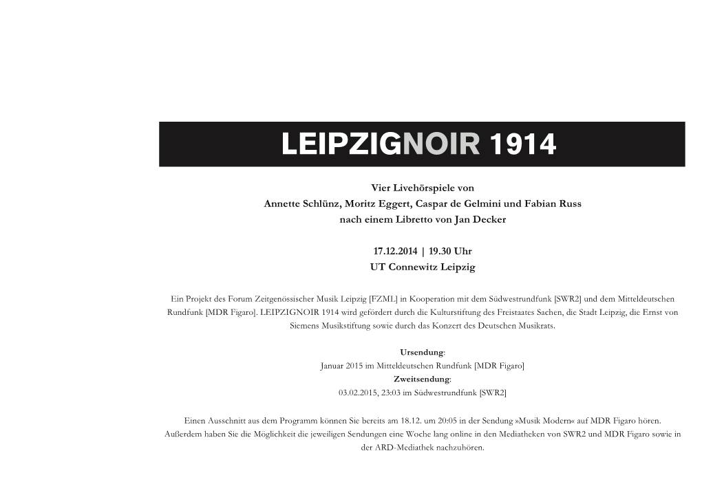 Programmheft LEIPZIGNOIR 1914