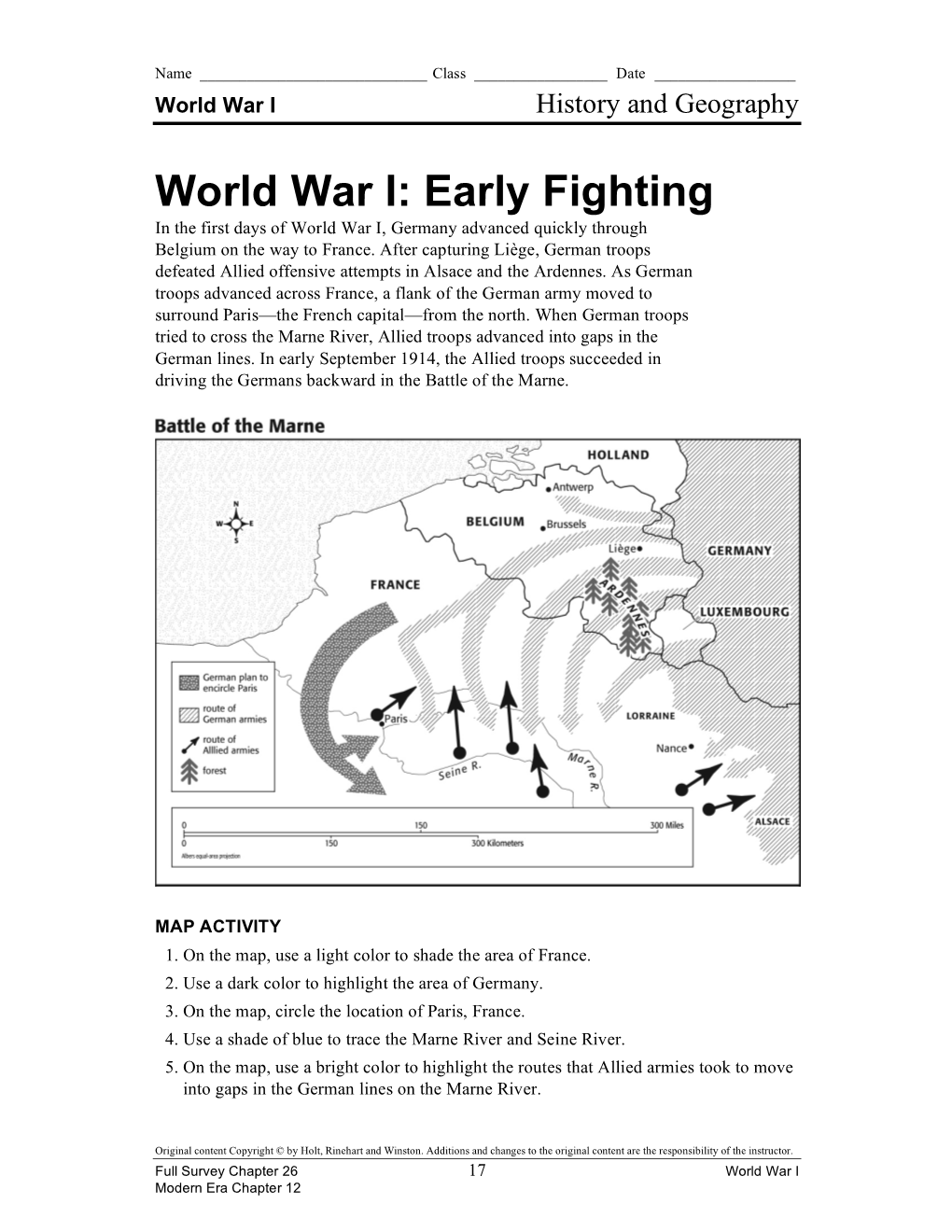 World War I: Early Fighting in the First Days of World War I, Germany Advanced Quickly Through Belgium on the Way to France