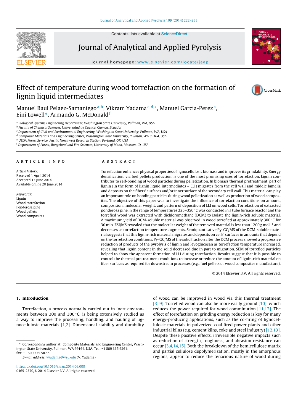 Effect of Temperature During Wood Torrefaction on the Formation of Lignin Liquid Intermediates