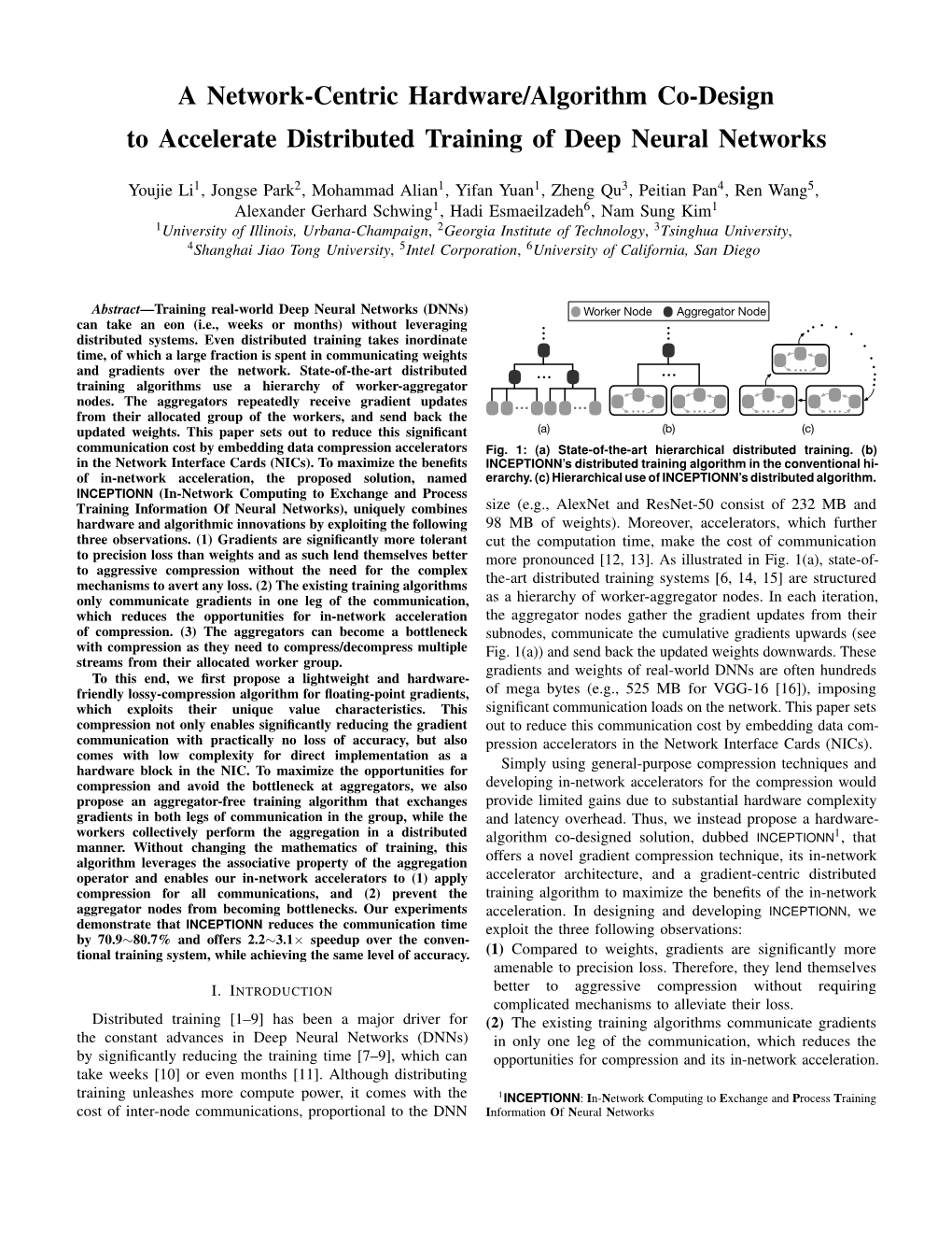 A Network-Centric Hardware/Algorithm Co-Design to Accelerate Distributed Training of Deep Neural Networks