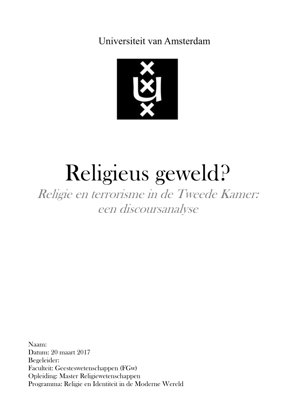 Religieus Geweld? Religie En Terrorisme in De Tweede Kamer