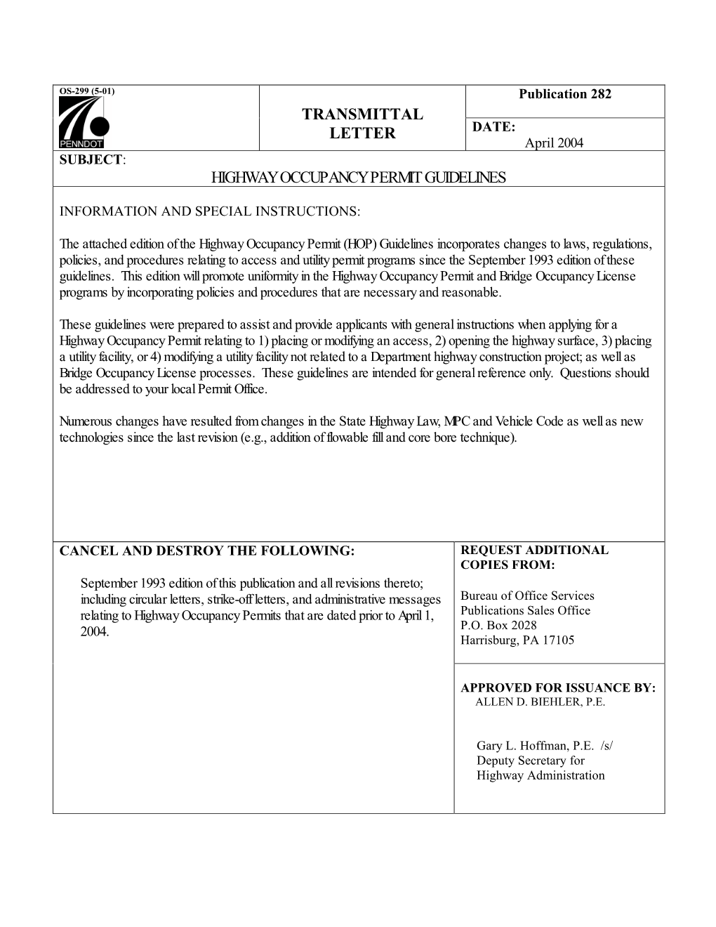 Highway Occupancy Permit Guidelines