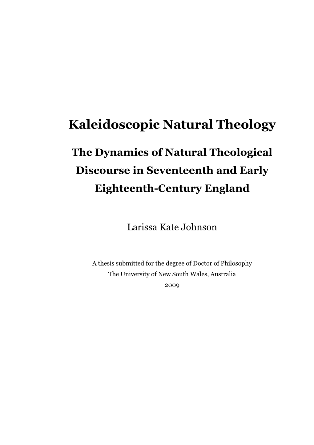 Kaleidoscopic Natural Theology