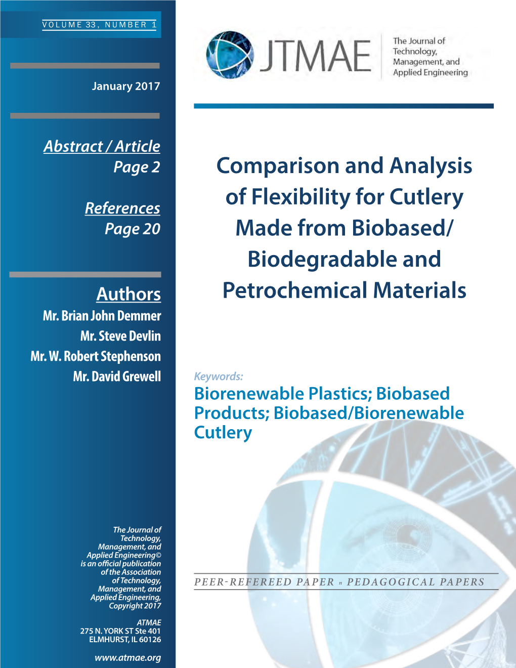 Comparison and Analysis of Flexibility for Cutlery Made from Biobased