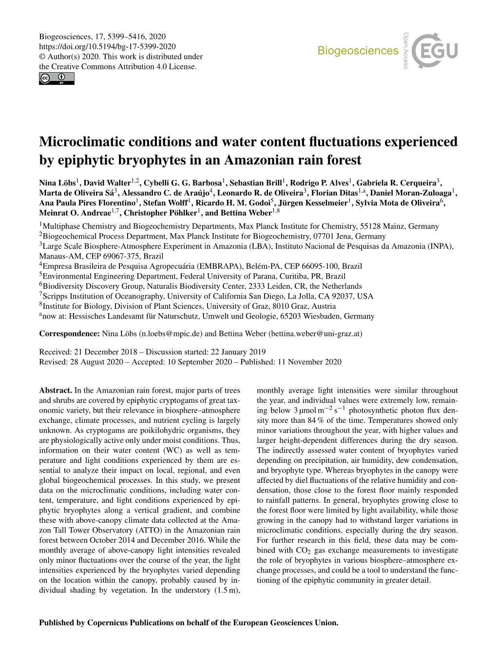 Microclimatic Conditions and Water Content Fluctuations Experienced By