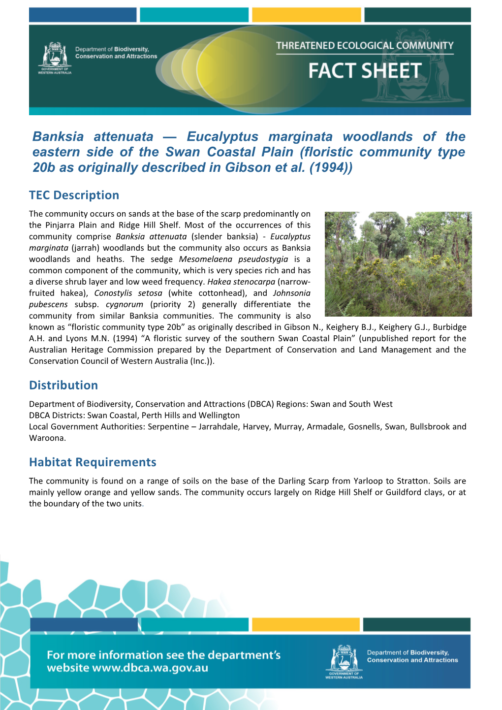 Banksia Attenuata — Eucalyptus Marginata Woodlands of the Eastern Side of the Swan Coastal Plain (Floristic Community Type