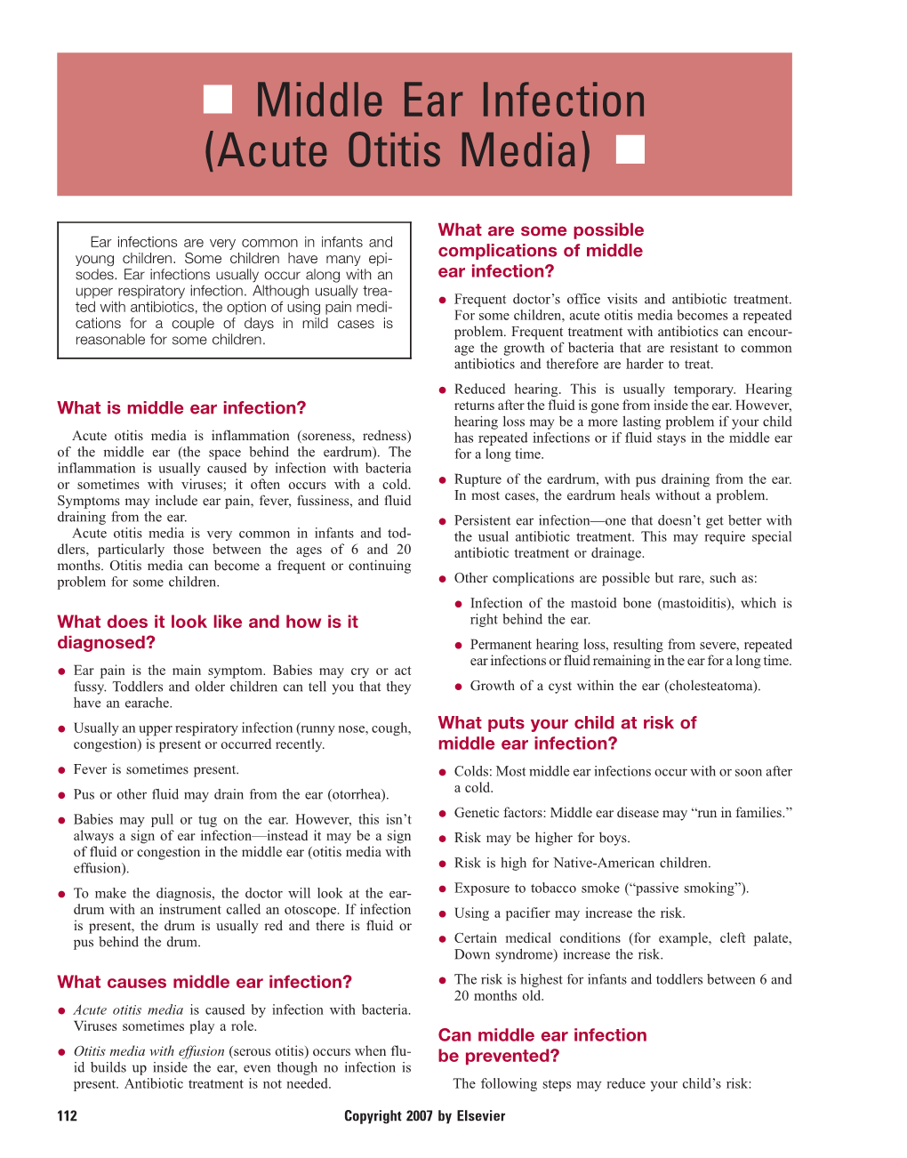 Middle Ear Infection (Acute Otitis Media) N