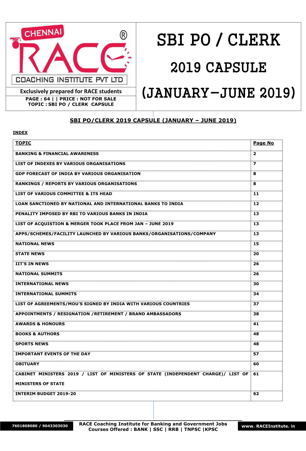 Sbi Po / Clerk 2019 Capsule