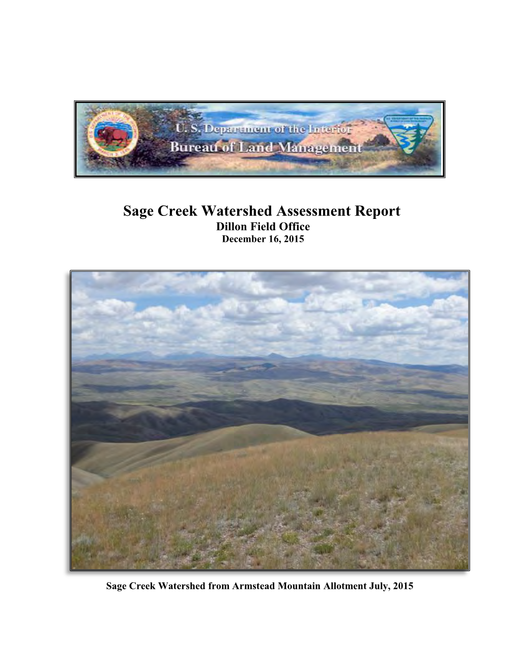 Bureau of Land Management Sage Creek Watershed Assessment Report