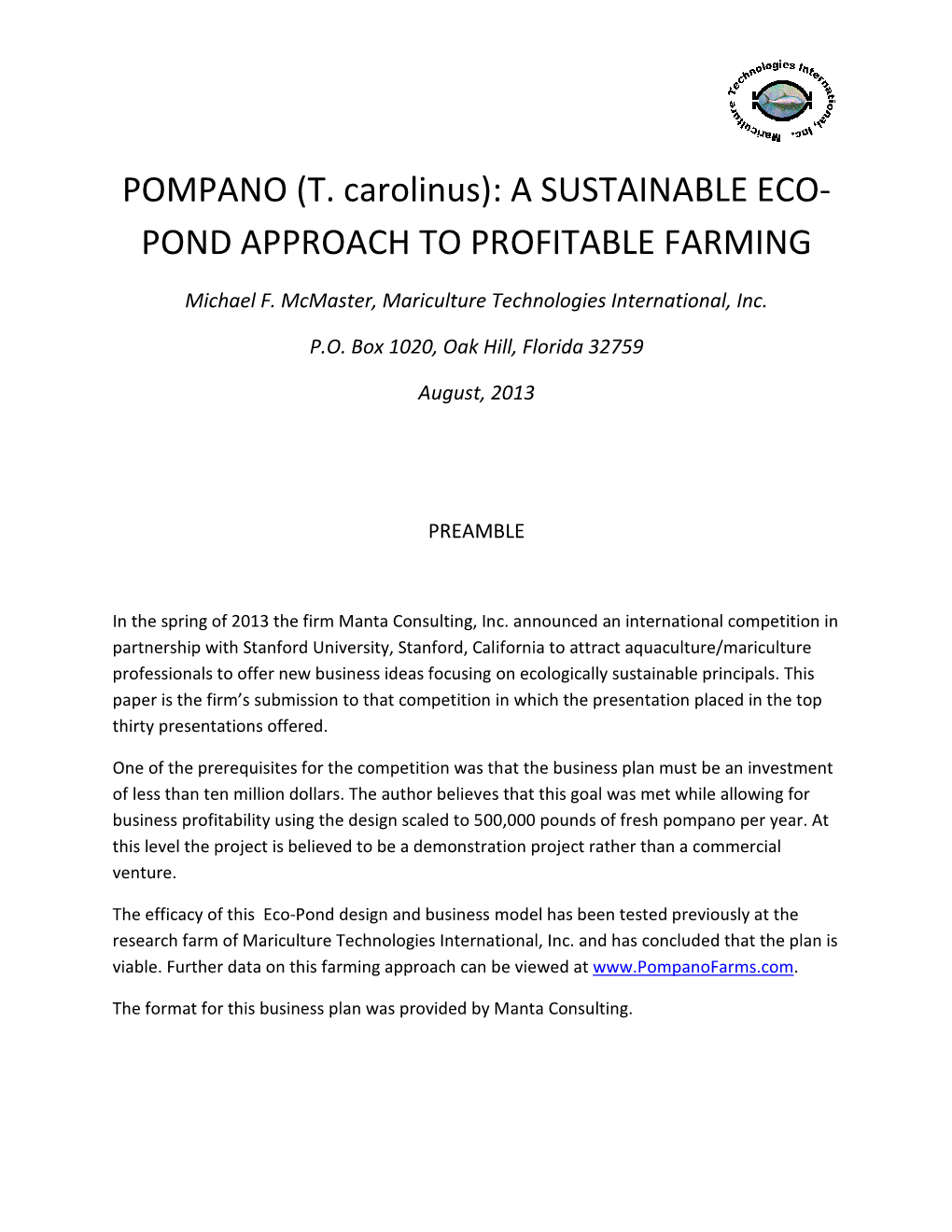 ECO-Pond Approach Cover Sheet Combined