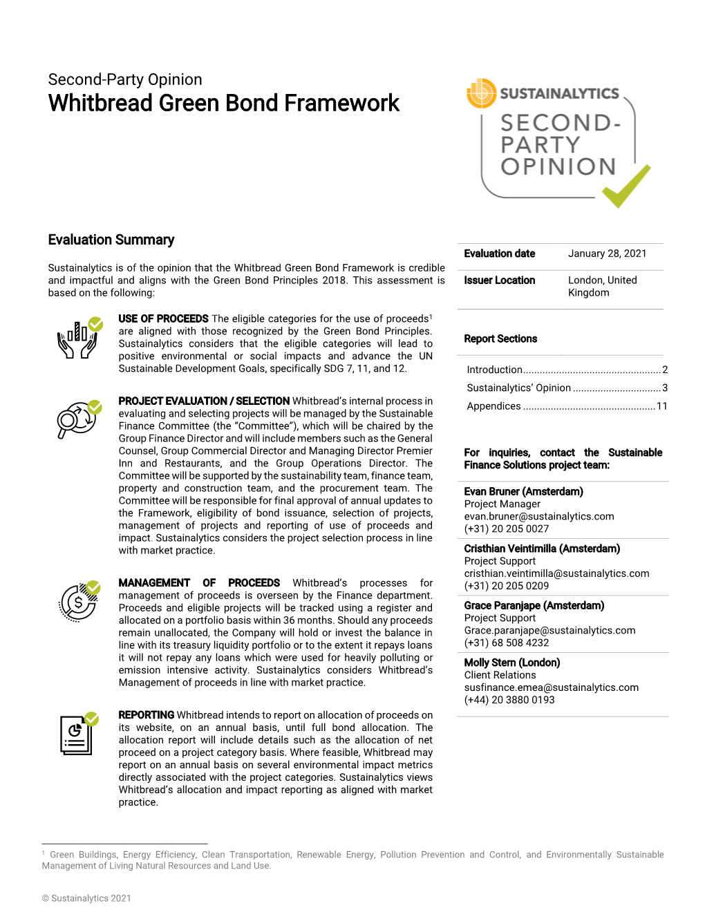 Whitbread Green Bond Framework