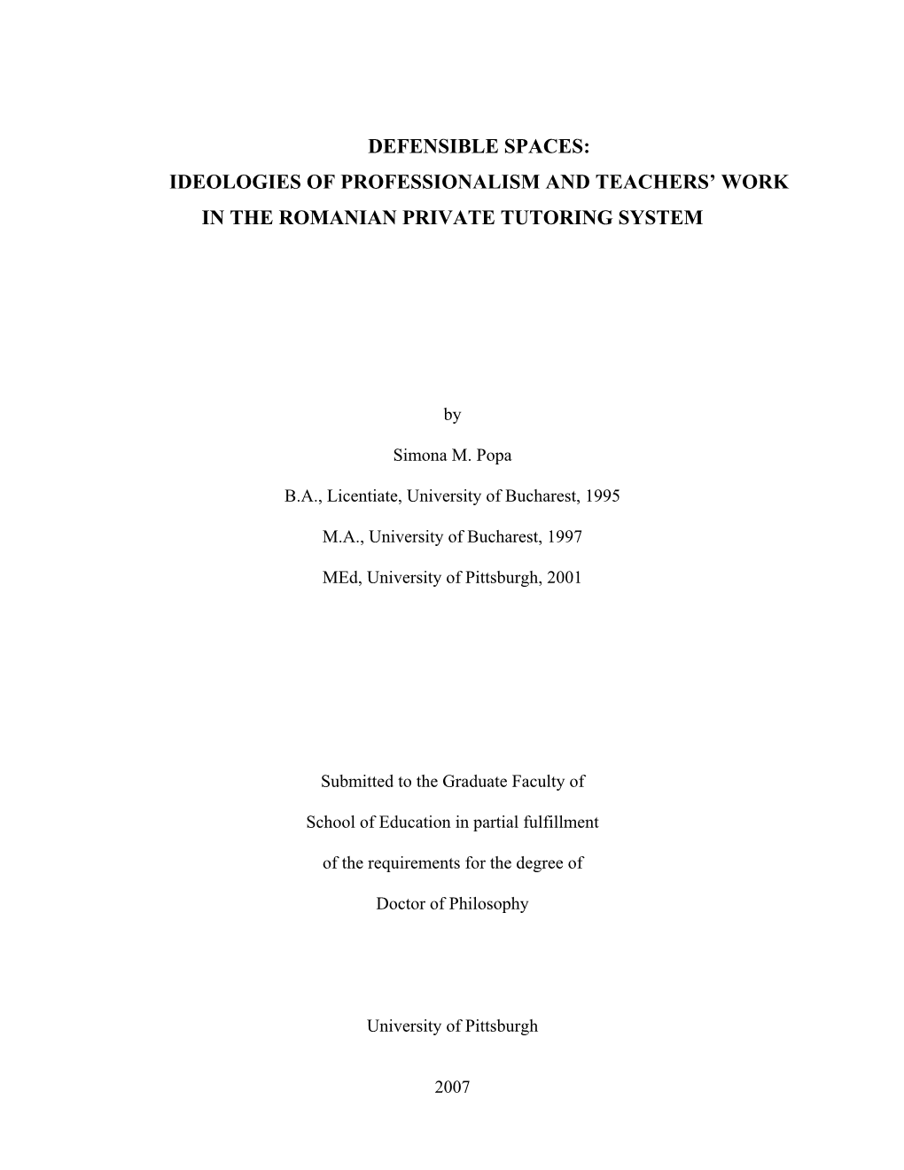 Ideologies of Professionalism and Teachers’ Work in the Romanian Private Tutoring System