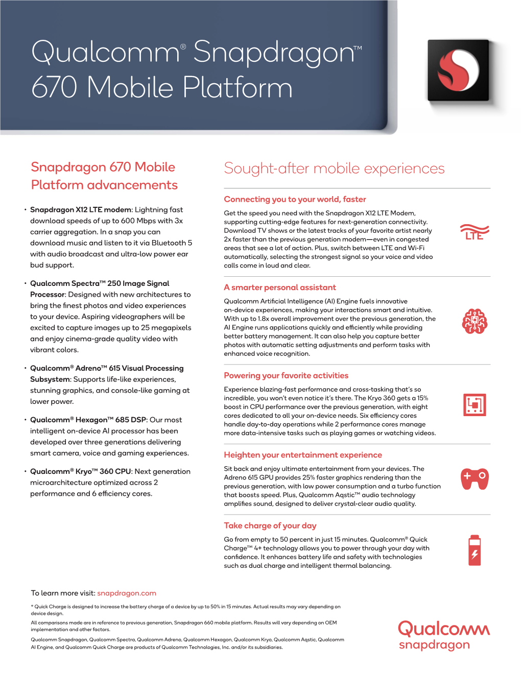 Qualcomm® Snapdragon™ 670 Mobile Platform