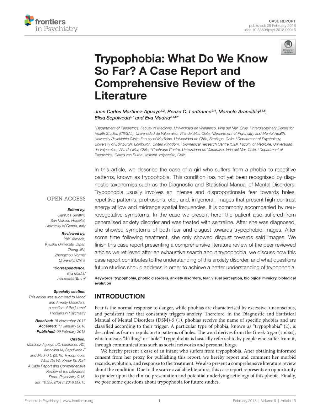 Trypophobia: What Do We Know So Far? a Case Report and Comprehensive Review of the Literature