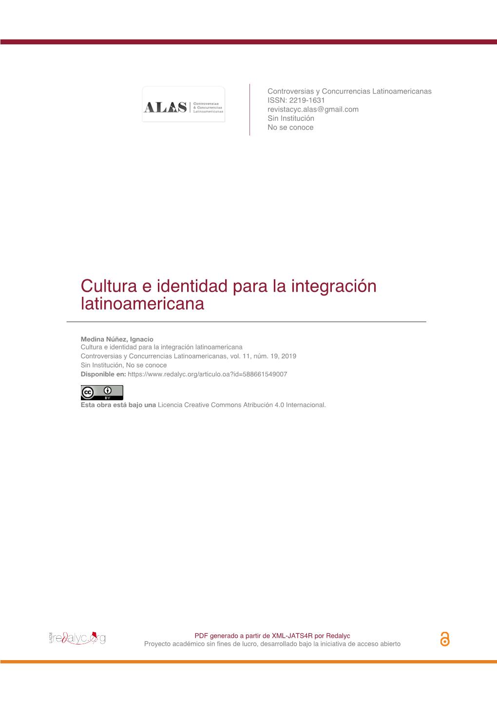 Cultura E Identidad Para La Integración Latinoamericana