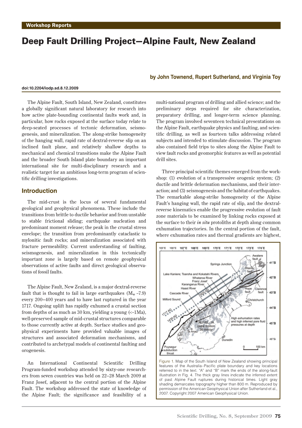 Deep Fault Drilling Project—Alpine Fault, New Zealand