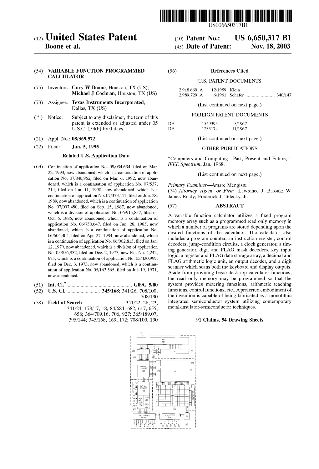 (12) United States Patent (10) Patent N0.: US 6,650,317 B1 Boone Et Al