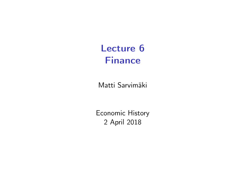 Lecture 6 Finance