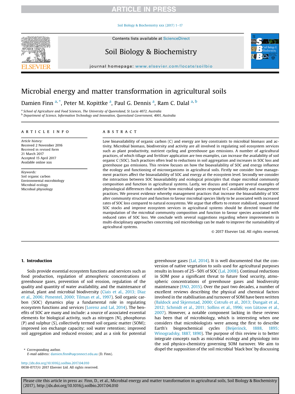 Soil Biology & Biochemistry