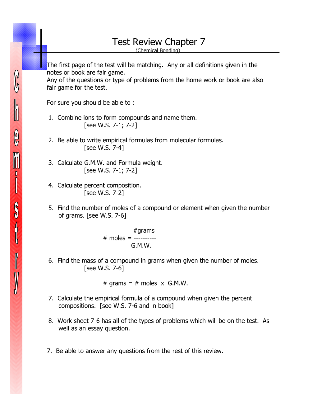 Test Review Chapter 1