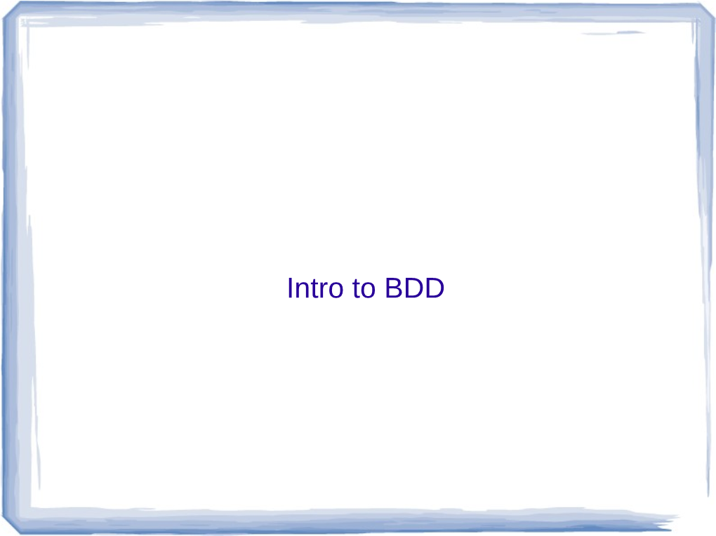 Intro to BDD