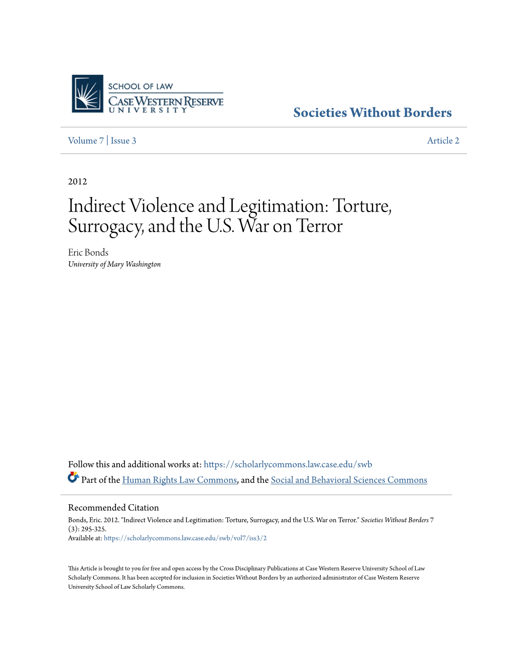 Torture, Surrogacy, and the US War on Terror