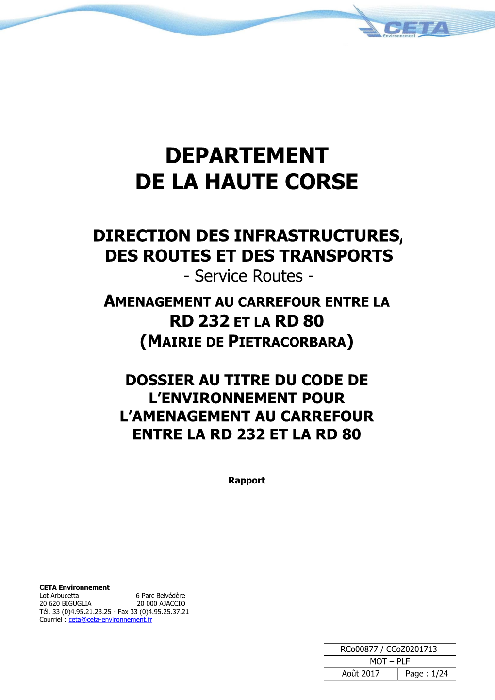 Dossier Au Titre Du Code De L'environnement