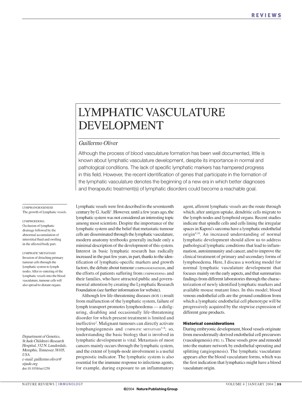 Lymphatic Vasculature Development