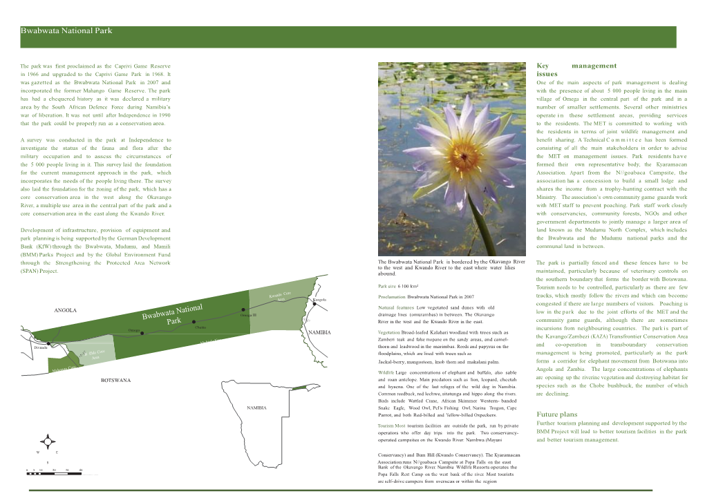 To Download the Bwabwata National Park Brochure