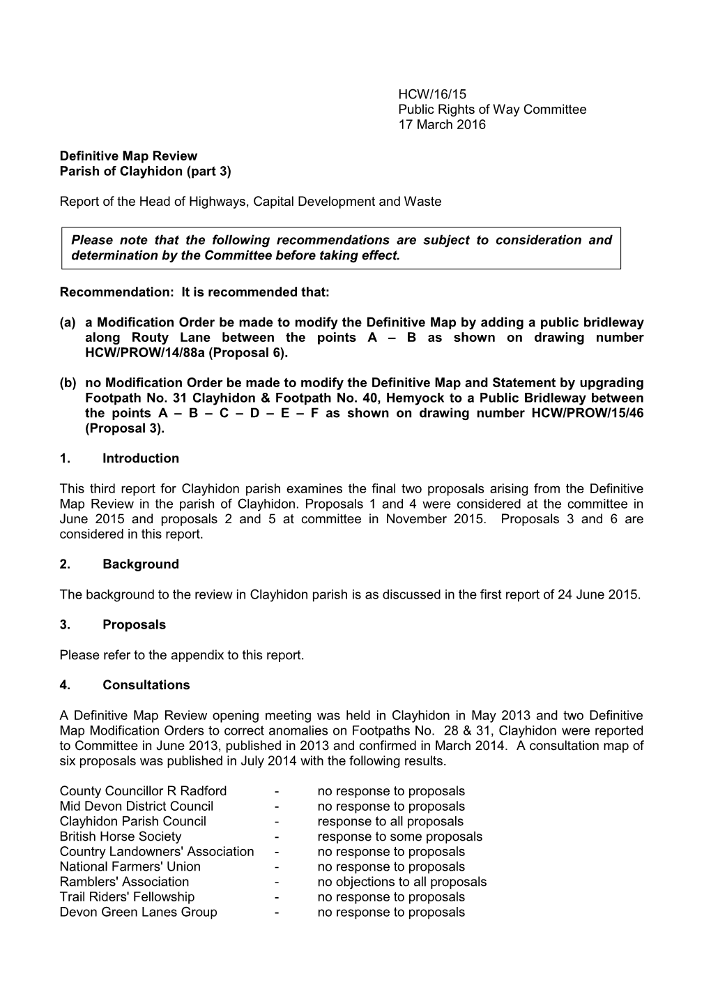 HCW/16/15 Public Rights of Way Committee 17 March 2016