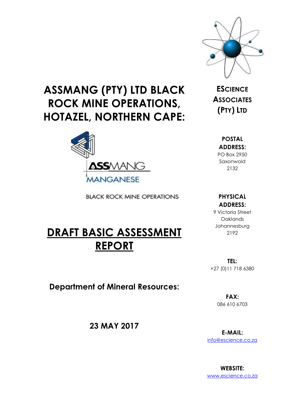 (Pty) Ltd Black Rock Mine Operations, Hotazel, Northern Cape