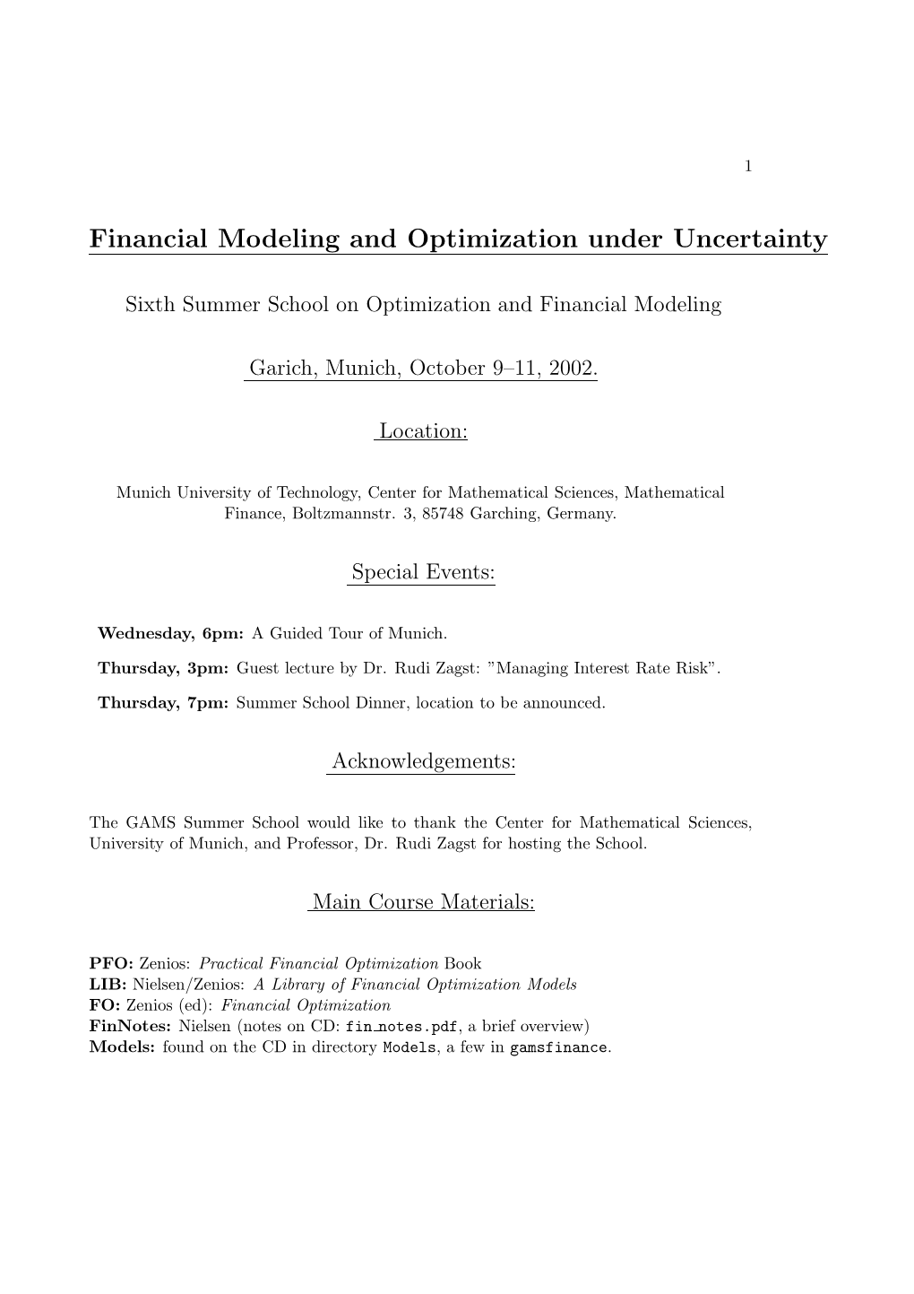 Financial Modeling and Optimization Under Uncertainty
