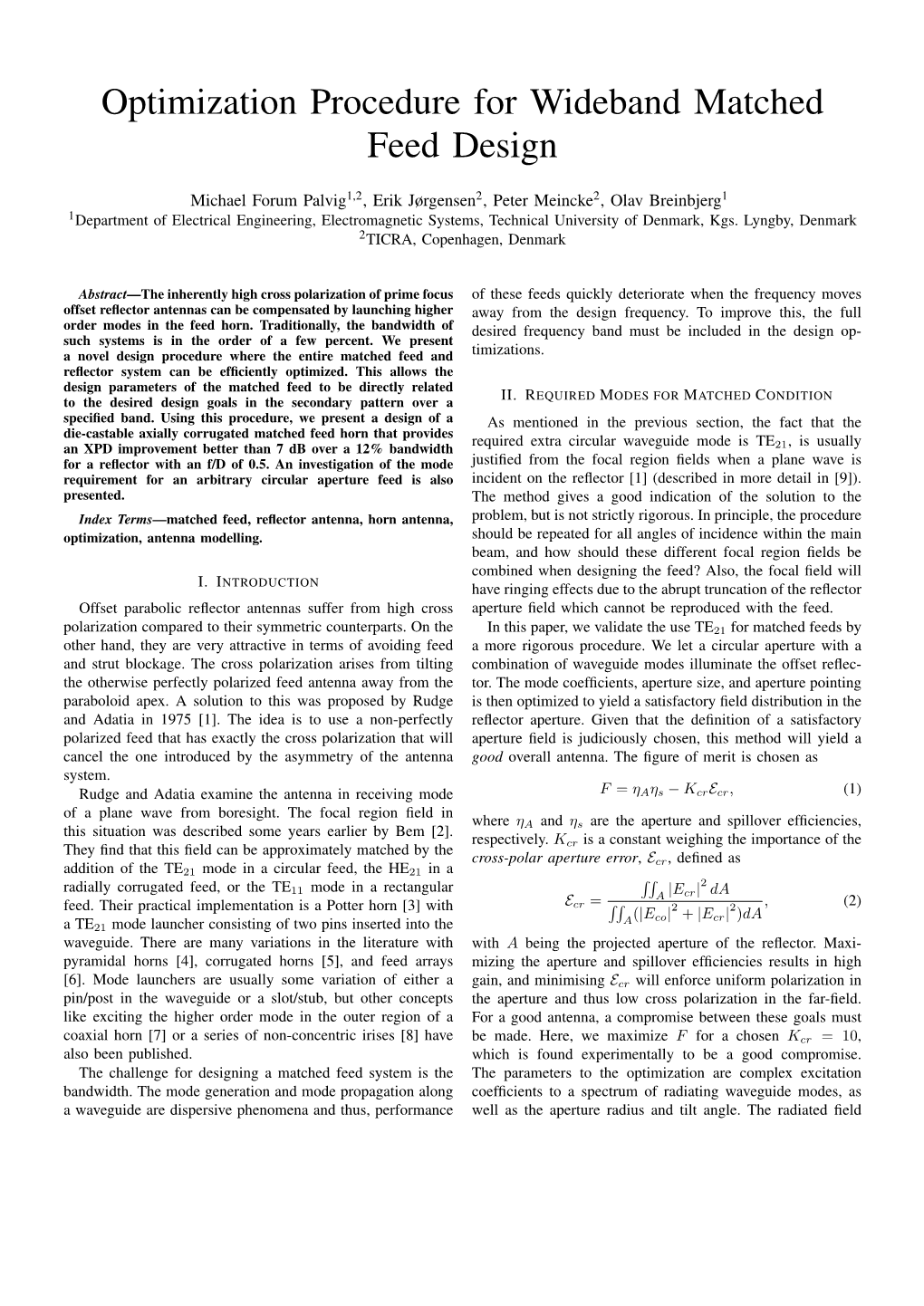 Optimization Procedure for Wideband Matched Feed Design