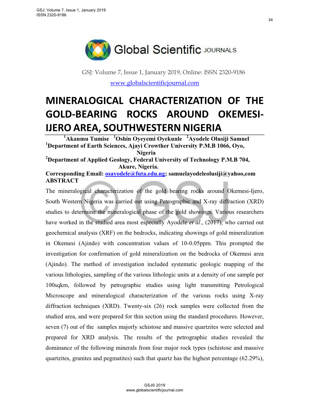 Mineralogical Characterization of The