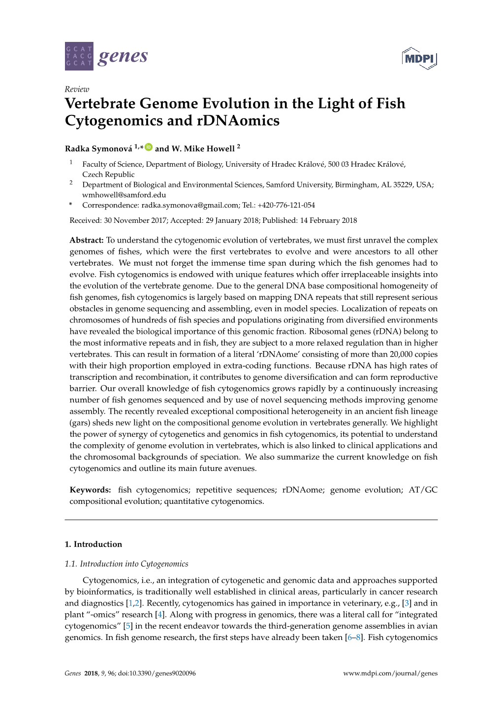 Vertebrate Genome Evolution in the Light of Fish Cytogenomics and Rdnaomics