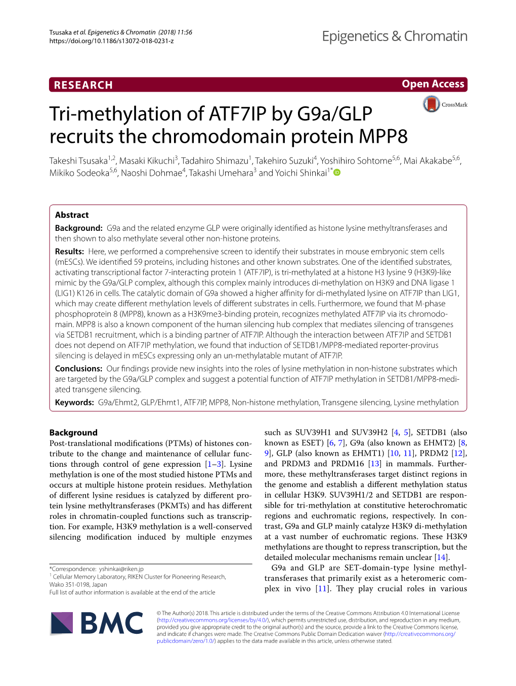 Tri-Methylation of ATF7IP by G9a/GLP Recruits the Chromodomain Protein