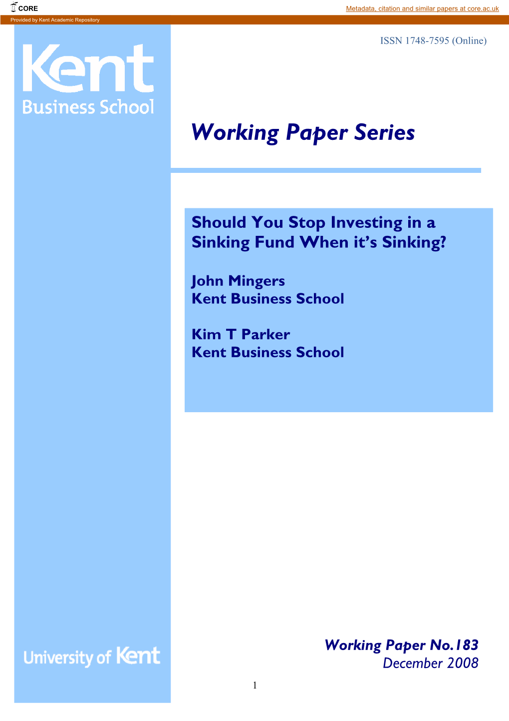 Working Paper Series