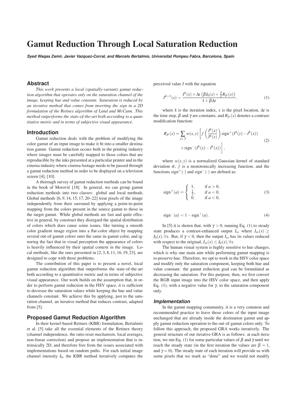 Gamut Reduction Through Local Saturation Reduction