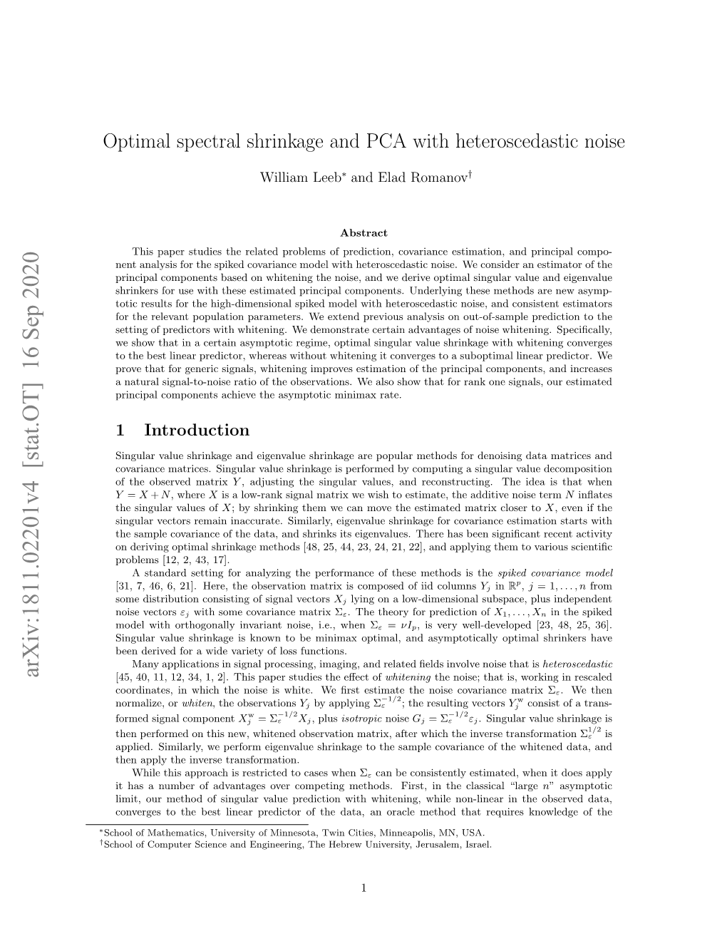 Optimal Spectral Shrinkage and PCA with Heteroscedastic Noise