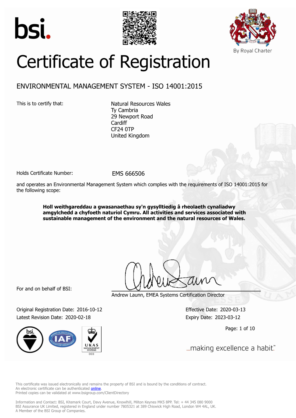 Certificate of Registration