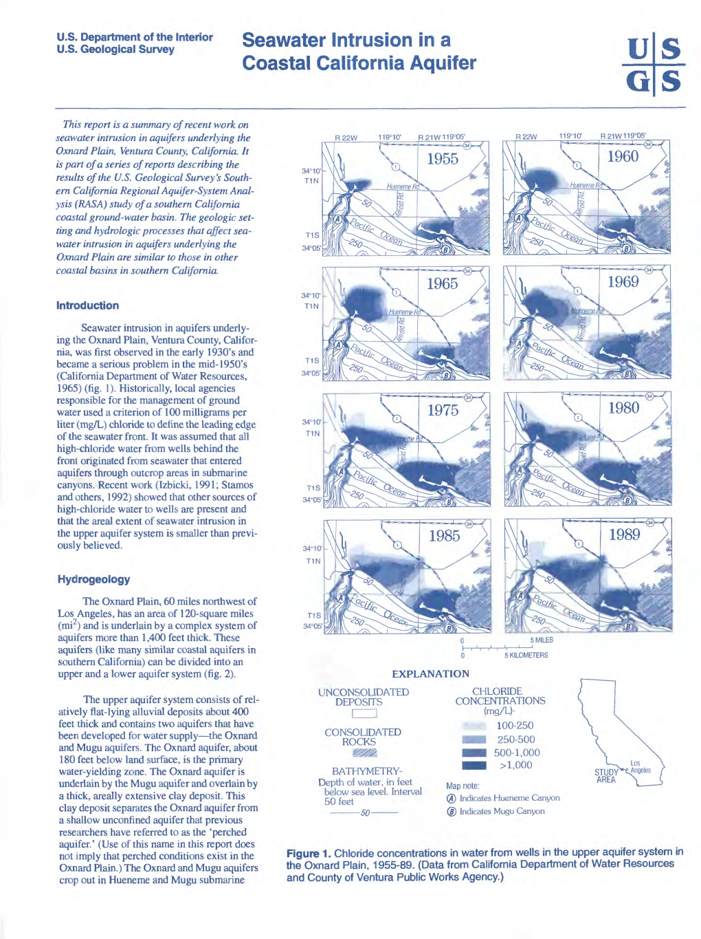 Seawater Intrusion in a Coastal California Aquifer U S G S