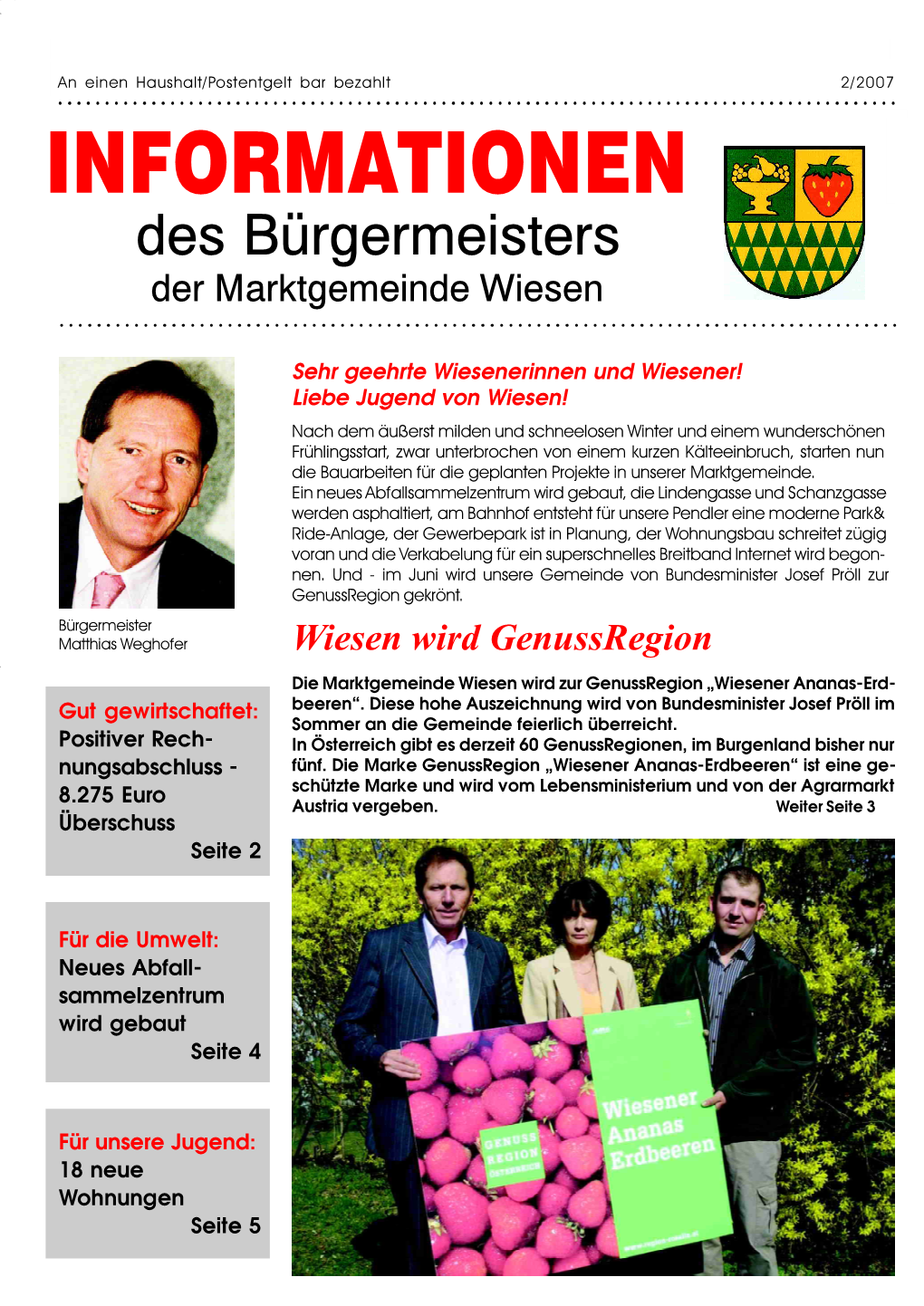 INFORMATIONEN Des Bürgermeisters Der Marktgemeinde Wiesen